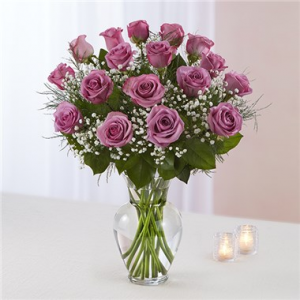 1 ½ Dozen Lavender Roses Vase Arrangement
