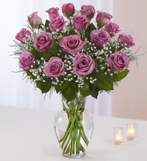 18 Lavender Roses Rose Vase