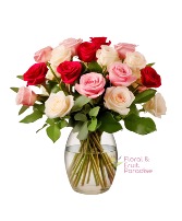 18 Mix Roses in Vase Vase Arrangement