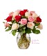 18 Mix Roses in Vase Vase Arrangement