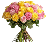 18 Pink/Yellow Rose Arrangement 