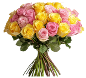 18 Pink/Yellow Rose Arrangement 