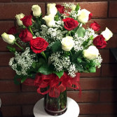  18 Red and white roses  Be my valentine 