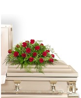 18 Red Roses Casket Spray Sympathy