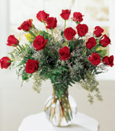 18 Red Roses In A Vase 