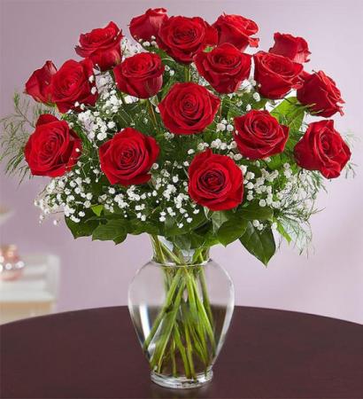 18 RED ROSES Rose Vase