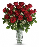 18 Roses arranged Vase of Roses