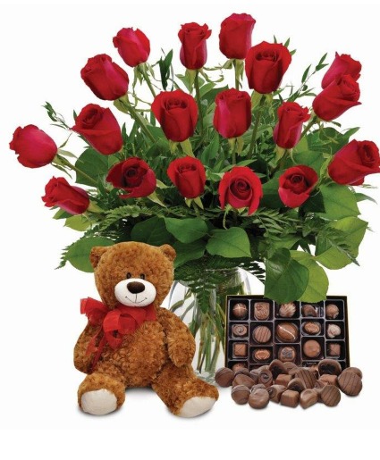 18 ROSES WITH CHOCOLATE 