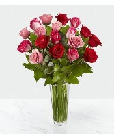 18 Pink and Red Roses Vase arrangement