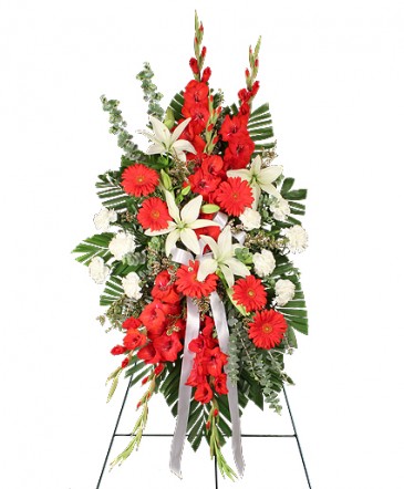 REVERENT RED Funeral Flowers in Rochelle, IL | COLONIAL FLOWERS AND GIFTS