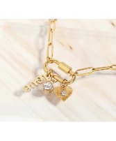 18K Pvd Gold Carabiner "Love" Paperclip Charm  Necklace