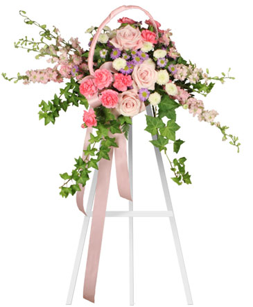 DELICATE PINK SPRAY Funeral Arrangement in Fresno, CA | FLOWERS AND MORE