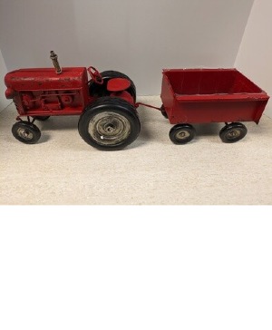 19in Metal Tractor with cart  NFS-1250418000 Gift