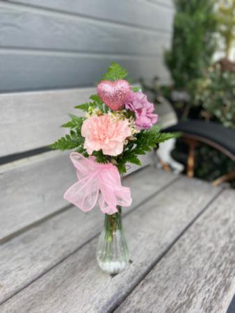 2 Carnation Bud Vase Valentines Day