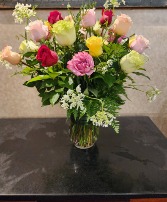 2 Dozen Assorted Color Roses 
