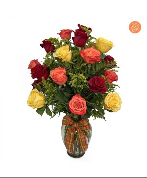 2 Dozen Classic Fall Roses Flower Arrangement