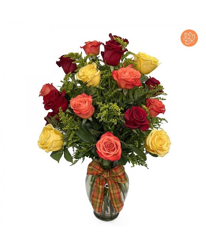 2 Dozen Classic Fall Roses Flower Arrangement