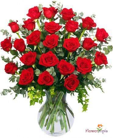 Luminescent  Red Roses Bouquet