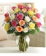 2 Dozen Mixed Colored Roses vase