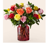 2 Dozen Mixed Roses in Blush Vase 