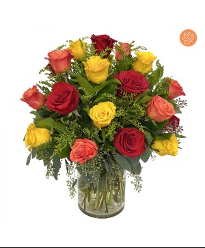 2 Dozen Modern Fall Roses Flower Arrangement