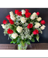 2 Dozen Red and/or White Roses Christmas