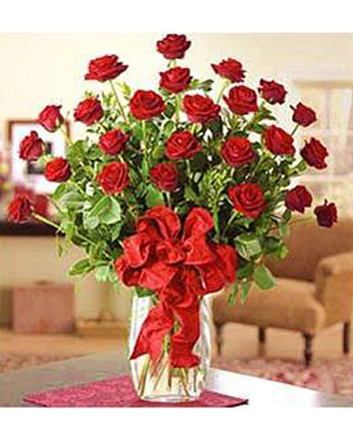 2 Dozen Red Roses in Vase 