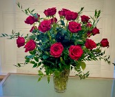 Two Dozen Red Roses Vase Arrangement