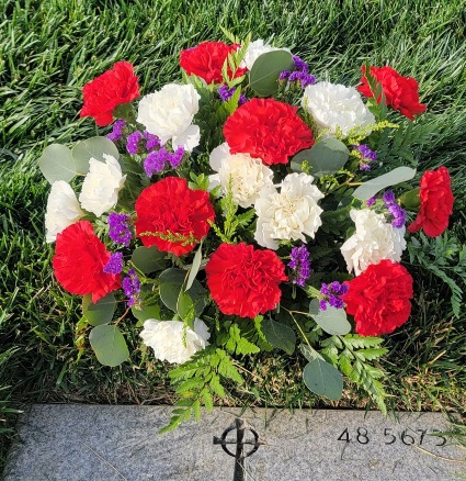 2 Dozen Red & White Carnations Grave Site Flowers 