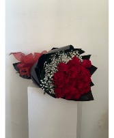 2 Dozen Fiery Red Roses  Wrapped Bouquet