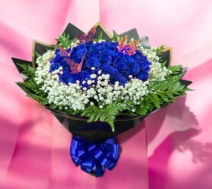 2 DZ OF ROSES ROYAL BLUE  