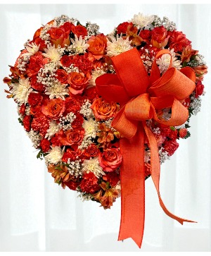 Golden: Orange, and White Eighteen-Inch Solid Hear Standing Spray