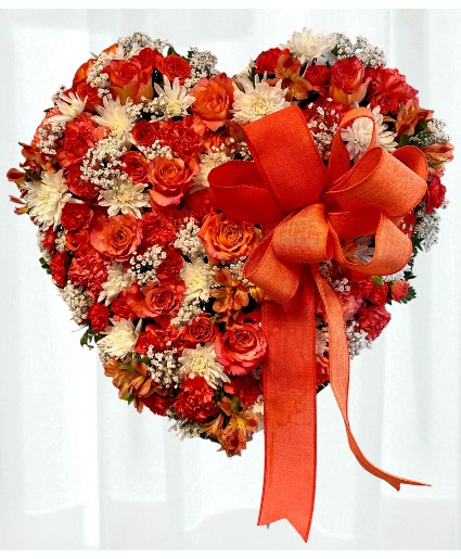 Golden: Orange, and White Eighteen-Inch Solid Hear Standing Spray