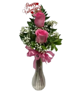 2 love bird roses Bud vase
