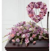 2 PC. LAVENDER MEMORIAL PACKAGE OPEN HEART AND CASKET SPRAY