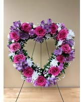 18" pink, white and purple heart Spray