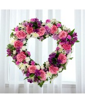 Adoration: Pink, White and Purple 18" Heart Standing Spray 