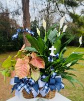 2 Plant Basket with Bow and Cross 