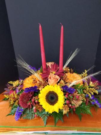 2 Taper Candle Fall Centerpiece 