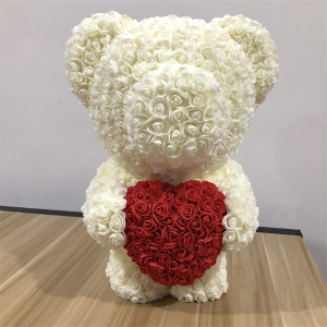 20" Rose Teddy Bear Cream Hugging Red Heart Display Box Included in Bronx, NY | Bella's Flower Shop 20" Rose Teddy Bear Cream Hugging Red Heart Display Box Included in Bronx, NY | Bella's Flower Shop
