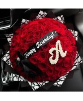 200 Red Roses/letter and banner including  