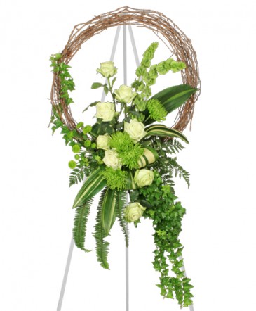FRESH GREEN INSPIRATIONS Funeral Wreath in Gig Harbor, WA | GIG HARBOR FLORIST TM- FLOWERS BY THE BAY LLC