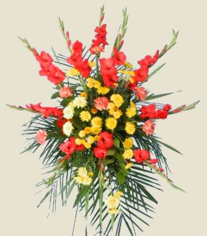 VIBRANT MIXED STANDING SPRAY of Funeral Flowers