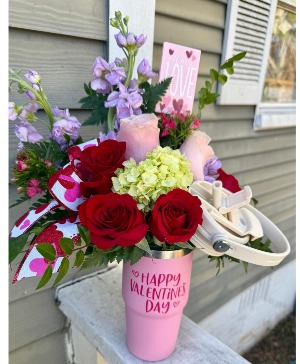 20oz Valentines Tumbler with Flowers 