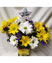 21 Daisies arranged with Happy Birthday Pic! Happy 21st Birthday! Add a birthday mylar at checkout!