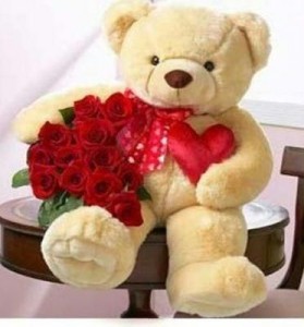CUDDLES OF LOVE BEAR WITH ROSES Large Bear with Rose Bouquet  in Ozone Park, NY | Heavenly Florist