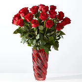 24 Classic Love Red Rose Bouquet  with Luxe Swirl Vase