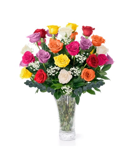 24 Dozen Assorted Roses  vase