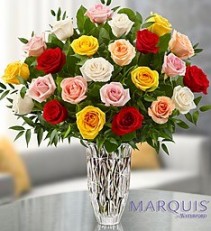 24  Hand Selected, Long Stemmed  Roses Waterford Crystal  Vase