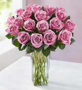 24 Lush Lavender Roses Vased